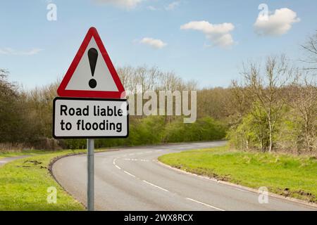 signalisation routière susceptible d'inondation, signalisation routière britannique Banque D'Images