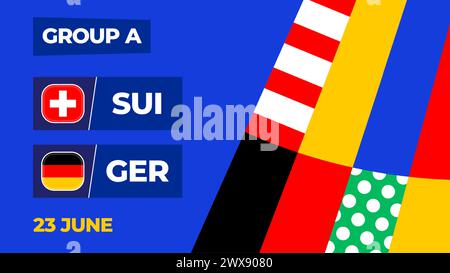 Suisse vs Allemagne football 2024 match versus. 2024 match de championnat en phase de groupes contre équipes intro sport contexte, compétition de championnat. Illustration de Vecteur