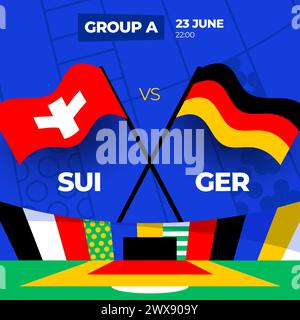 Suisse vs Allemagne football 2024 match versus. 2024 match de championnat en phase de groupes contre équipes intro sport contexte, compétition de championnat. Illustration de Vecteur