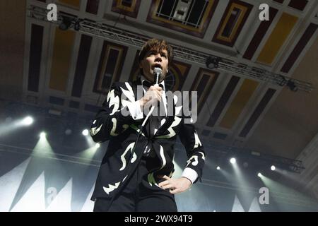 Newcastle, Royaume-Uni. 28 mars 2024. - Les Hives jouent un spectacle à guichet fermé à o2 City Hall, Newcastle lors de la deuxième nuit de leur tournée britannique. Crédit photo Jill O'Donnell/Alamy Live News Banque D'Images