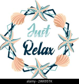 Il suffit de détendre le cadre avec des étoiles de mer et des coquillages. Illustration vectorielle Illustration de Vecteur