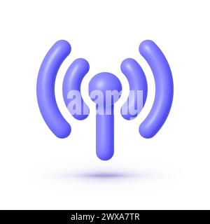 Signal 3d sur fond blanc. Réseau Internet. Icône d'antenne radio. Conception d'illustration vectorielle Illustration de Vecteur