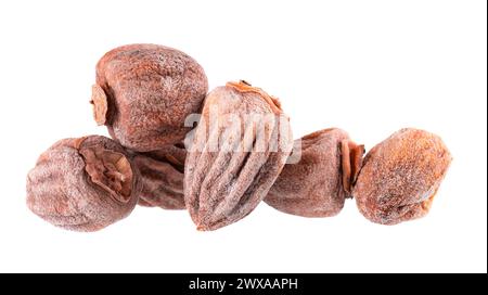 Kaki séché isolé sur fond blanc. En-cas aux fruits secs Banque D'Images