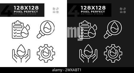 Icônes linéaires de test de qualité définies pour le mode sombre et clair Illustration de Vecteur