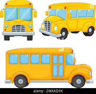 Illustration vectorielle du bus scolaire de dessin animé Illustration de Vecteur