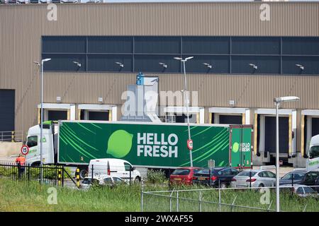 Entrepôt et centre de distribution de la société de livraison de repas Hello Fresh à Bleiswijk aux pays-Bas Banque D'Images