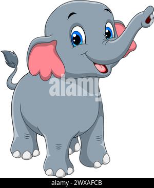Illustration vectorielle de dessin animé éléphant mignon sur fond blanc Illustration de Vecteur