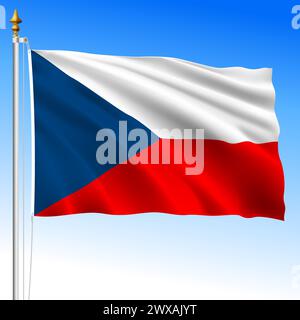 Drapeau officiel de la République tchèque agitant, Union européenne, illustration vectorielle Illustration de Vecteur