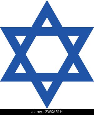 Icône Blue Star David. L'étoile de David (Magen David en hébreu, bouclier de David, Sceau de Salomon) est un symbole généralement reconnu du judaïsme et des juifs Illustration de Vecteur