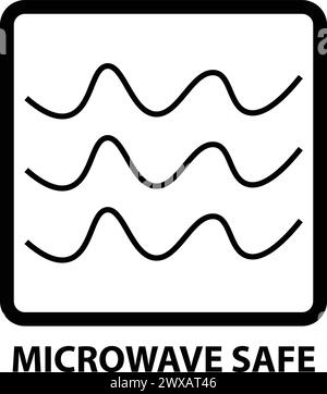 Panneau de sécurité micro-ondes, four à micro-ondes de cuisson, courbes d'ondes à l'intérieur Illustration de Vecteur