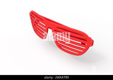 Stores d'obturateur rouge avec une vue latérale sur blanc Banque D'Images