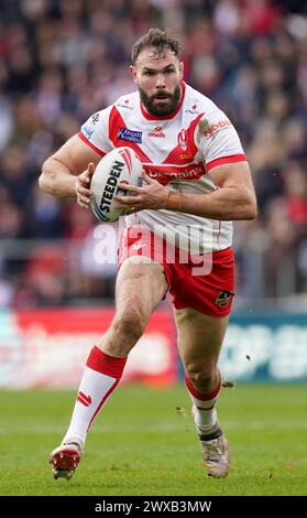 Alex Walmsley de St Helens lors du match de Betfred Super League au Totally Wicked Stadium de St Helens. Date de la photo : vendredi 29 mars 2024. Banque D'Images