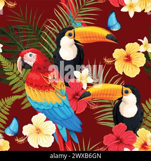 Oiseaux et fleurs sans couture Illustration de Vecteur