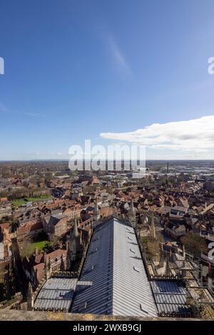 Vue de la ville de la ville de York surplombant le chœur York Minster, Angleterre Banque D'Images