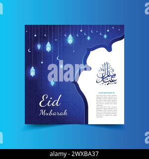 Fond de célébration de l'Eid Moubarak avec des bougies et une mosquée Illustration de Vecteur