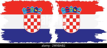 Croatie et Croatie grunge drapeaux connexion, vecteur Illustration de Vecteur