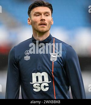 Ewood Park, Blackburn, Royaume-Uni. 29 mars 2024. EFL Championship Football, Blackburn Rovers versus Ipswich Town ; Kieffer Moore d'Ipswich Credit : action plus Sports/Alamy Live News Banque D'Images