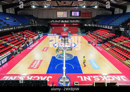 Den Bosch, pays-Bas. 29 mars 2024. DEN BOSCH, PAYS-BAS - MARS 29 : vue générale du terrain lors du match de la Ligue BNXT entre Heroes Den Bosch et HUBO LIMBURG UNITED au Maaspoort le 29 mars 2024 à Den Bosch, pays-Bas. (Photo de Gabriel Calvino Alonso/Orange Pictures) crédit : Orange pics BV/Alamy Live News Banque D'Images