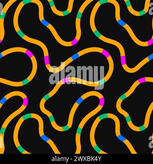 Mignon ligne colorée doodle motif sans couture avec squiggles. Fond d'art de style minimaliste créatif pour les enfants ou design tendance avec des formes de base. S Illustration de Vecteur