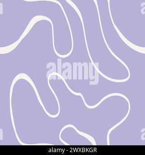 Motif abstrait sans couture avec des squiggles et des griffonnages. Lignes courbes tissées. L'encre chaotique gribouillonne la texture décorative. Griffonnages désordonnés, ondulés et bouclés l Illustration de Vecteur