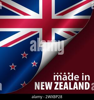 Fabriqué en NewZealand Graphic et label. Élément d'impact pour l'utilisation que vous voulez en faire. Illustration de Vecteur