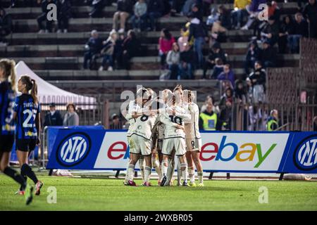 Milan, Italie. 29 mars 2024. AS Roma pendant Poule Scudetto - FC Internazionale Women vs AS Roma, football italien Serie A Women match à Milan, Italie, mars 29 2024 crédit : Agence photo indépendante/Alamy Live News Banque D'Images