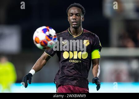 VELSEN, 29-03-2024, 711 Stadion. Football néerlandais, Keuken Kampioen Divisie, KKD, saison 2023/2024. Jong FC Utrecht joueur Bjorn Hardley pendant le jeu Telstar - Jong FC Utrecht. Crédit : Pro Shots/Alamy Live News Banque D'Images