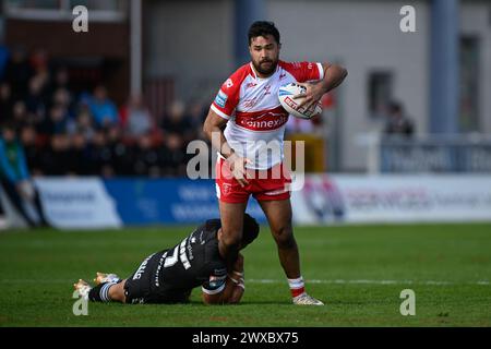PETA Hiku de Hull KR est attaqué lors du match de Betfred Super League Hull KR vs Hull FC au Sewell Group Craven Park, Kingston upon Hull, Royaume-Uni, le 29 mars 2024 (photo de Craig Cresswell/News images) Banque D'Images
