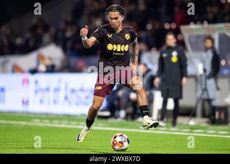 VELSEN, 29-03-2024, 711 Stadion. Football néerlandais, Keuken Kampioen Divisie, KKD, saison 2023/2024. Jong FC Utrecht joueur Lynden Edhart pendant le jeu Telstar - Jong FC Utrecht. Crédit : Pro Shots/Alamy Live News Banque D'Images