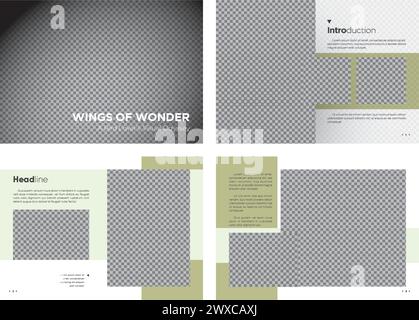 Modèle éditorial de mise en page paysage. Livre photo et modèle de livre de table basse. Illustration de Vecteur