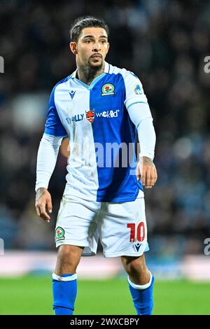 Blackburn, Royaume-Uni. 29 mars 2024. Tyrhys Dolan de Blackburn Rovers, lors du match du Sky Bet Championship Blackburn Rovers vs Ipswich Town à Ewood Park, Blackburn, Royaume-Uni, le 29 mars 2024 (photo par Cody Froggatt/News images) à Blackburn, Royaume-Uni le 29/03/2024. (Photo de Cody Froggatt/News images/Sipa USA) crédit : Sipa USA/Alamy Live News Banque D'Images