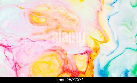 Fond abstrait vibrant Fluid Art avec des peintures multicolores tourbillonnantes Banque D'Images