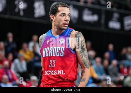 Den Bosch, pays-Bas. 29 mars 2024. DEN BOSCH, PAYS-BAS - MARS 29 : Jito Kok de Heroes Den Bosch lors du match de la Ligue BNXT entre Heroes Den Bosch et HUBO LIMBURG UNITED au Maaspoort le 29 mars 2024 à Den Bosch, pays-Bas. (Photo de Gabriel Calvino Alonso/Orange Pictures) crédit : Orange pics BV/Alamy Live News Banque D'Images