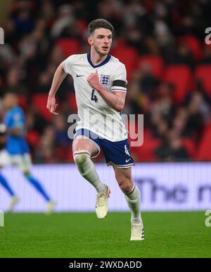 23 mars 2024 - Angleterre v Brésil - International Friendly - Wembley Stadium. L'Angleterre Declan Rice en action contre Banque D'Images