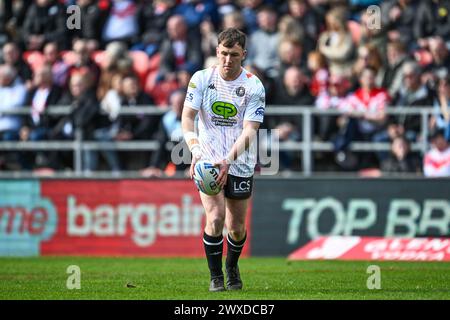 Alex Smith des Wigan Warriors lors de l'échauffement avant le match Betfred Super League Round 6 St Helens vs Wigan Warriors au Totally Wicked Stadium, St Helens, Royaume-Uni, le 29 mars 2024 (photo par Craig Thomas/News images) in, le 29/03/2024. (Photo de Craig Thomas/News images/SIPA USA) crédit : SIPA USA/Alamy Live News Banque D'Images