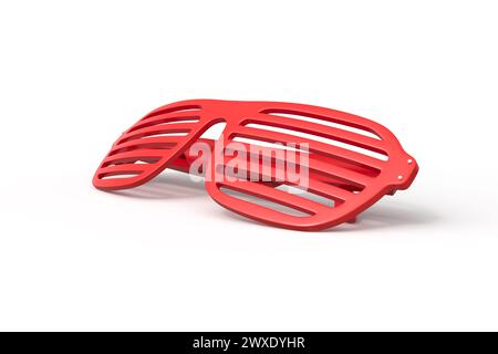 Vue de trois quarts des stores rouges isolés Banque D'Images