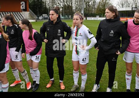 Oostakker, Belgique. 30 mars 2024. ELISA Carravetta (47 ans) de l'OHL photographiée après un match de football féminin entre KAA Gent et OH Leuven le 2ème jour de PO1 de la saison 2023-2024 de la Super League belge Lotto Womens, le samedi 24 mars 2024 à Oostakker, BELGIQUE . Crédit : Sportpix/Alamy Live News Banque D'Images