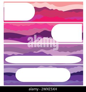 Ensemble de bannières horizontales avec fond ondulé abstrait. Illustration vectorielle. Illustration de Vecteur
