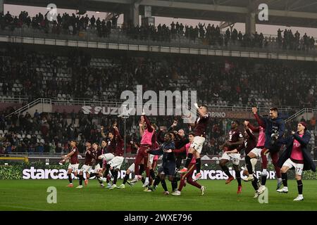 Torino, Italie. 30 mars 2024. Torino's célèbre le match de football Serie A entre Torino et Monza au Stadio Olimpico Grande Torino à Turin, au nord-ouest de l'Italie - samedi 30 mars 2024. Sport - Soccer . (Photo de Fabio Ferrari/LaPresse) crédit : LaPresse/Alamy Live News Banque D'Images