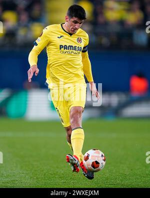 Villarreal, Espagne. 14 mars 2024. Gerard Moreno de Villarreal CF lors du match de l'UEFA Europa League, Round of 16, deuxième manche, entre Villarreal CF et Olimpique Marseille a joué au stade la Ceramica le 14 mars 2024 à Villarreal, Espagne. (Photo de Sergio Ruiz/PRESSINPHOTO) crédit : AGENCE SPORTIVE PRESSINPHOTO/Alamy Live News Banque D'Images