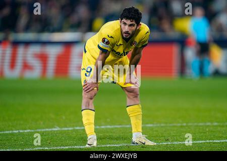 Villarreal, Espagne. 14 mars 2024. Goncalo Guedes de Villarreal CF lors du match de l'UEFA Europa League, Round of 16, deuxième manche, entre Villarreal CF et Olimpique Marseille a joué au stade la Ceramica le 14 mars 2024 à Villarreal, Espagne. (Photo de Sergio Ruiz/PRESSINPHOTO) crédit : AGENCE SPORTIVE PRESSINPHOTO/Alamy Live News Banque D'Images
