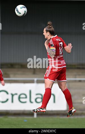 Aalter, Belgique. 30 mars 2024. Maud Coutereels (17 ans) de Standard photographiée lors d'un match de football féminin entre le Club Brugge Dames YLA et Standard Femina de Liège le 2ème jour de match en play-off 1 de la saison 2023 - 2024 de la Super League belge des femmes du loto, le samedi 30 mars 2024 à Aalter, BELGIQUE . Crédit : Sportpix/Alamy Live News Banque D'Images