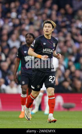 LONDRES, ANGLETERRE - MARS 30 : Daiki Hashioka de Luton Town lors du match de premier League entre Tottenham Hotspur et Luton Town au Tottenham Hotspur Stadium le 30 mars 2024 à Londres, Angleterre.(photo de Dylan Hepworth/MB Media) Banque D'Images