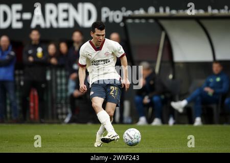 Deventer, pays-Bas. 30 mars 2024. NIJMEGEN - Hirving Lozano du PSV Eindhoven lors du match néerlandais Eredivisie entre NEC et PSV à de Goffert le 30 mars 2024 à Nimègue, pays-Bas. ANP BART STOUTJESDIJK Banque D'Images