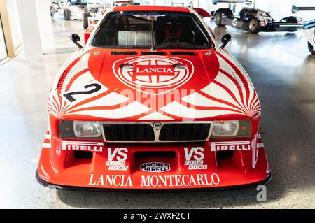 Varano de' Melegari, Italie (25 mars 2024) - Une voiture Lancia Beta Montecarlo (1978) dans la galerie d'exposition de l'Académie de Dallara Banque D'Images