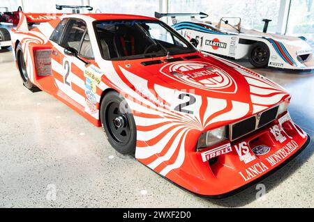 Varano de' Melegari, Italie (25 mars 2024) - Une voiture Lancia Beta Montecarlo (1978) dans la galerie d'exposition de l'Académie de Dallara Banque D'Images