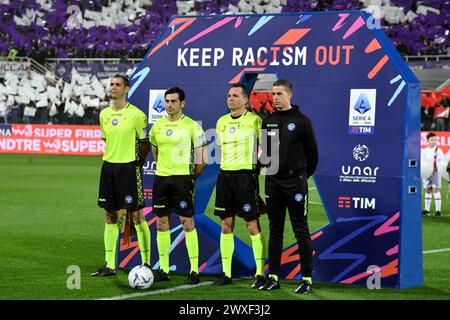 Florence, Italie. 30 mars 2024. Arbitre Fabio Maresca lors du match Serie a Tim entre la Fiorentina et Milan - Serie A TIM au stade Artemio franchi - Sport, Football - Florence, Italie - dimanche 30 mars 2024 (photo Massimo Paolone/LaPresse) crédit : LaPresse/Alamy Live News Banque D'Images