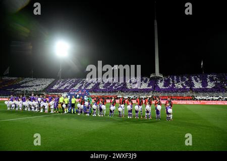 Florence, Italie. 30 mars 2024. Les joueurs posent avant le match de Serie a Tim entre la Fiorentina et Milan - Serie A TIM au stade Artemio franchi - Sport, Football - Florence, Italie - dimanche 30 mars 2024 (photo par Massimo Paolone/LaPresse) crédit : LaPresse/Alamy Live News Banque D'Images