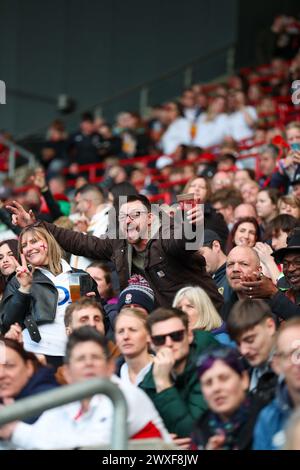 Bristol, Royaume-Uni. 30 mars 2024. Bristol, Angleterre, le 30 mars 2024 : pré-match des supporters de l'Angleterre pendant le match féminin des six Nations entre l'Angleterre et le pays de Galles au stade Ashton Gate à Bristol, Angleterre (Will Hope/SPP) crédit : photo de presse du SPP Sport. /Alamy Live News Banque D'Images