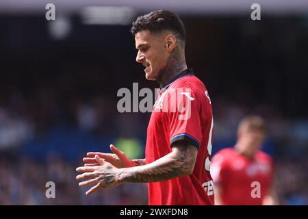 Naples, Italie. 30 mars 2024. Gianluca Scamacca d'Atalanta BC semble abattu lors du match de Serie A entre SSC Napoli et Atalanta BC au Stadio Diego Armando Maradona Naples Italie le 30 mars 2024. Crédit:Franco Romano/Alamy Live News Banque D'Images